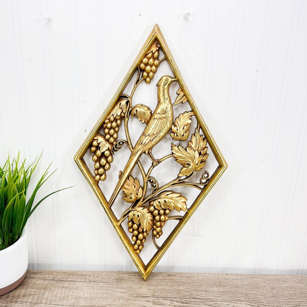 Faux Brass Bird Wall Hanging - Gold Interior Decor